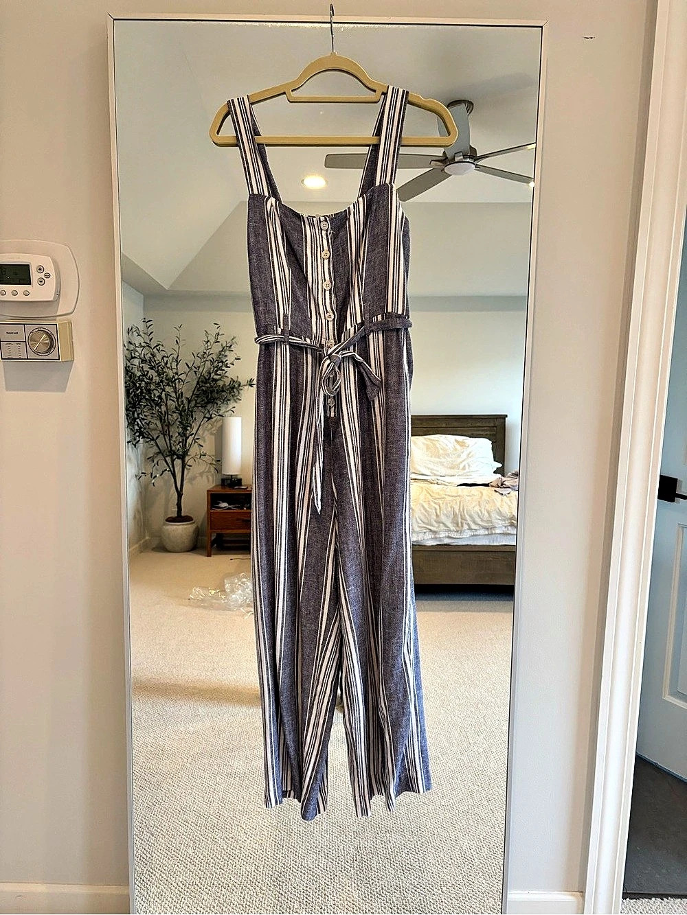 Rails Brooklyn Jumpsuit Striped Wide Leg Blue & White Small